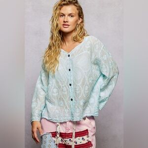 New! Pol Embroidered Button Up -Gorgeous Blouse